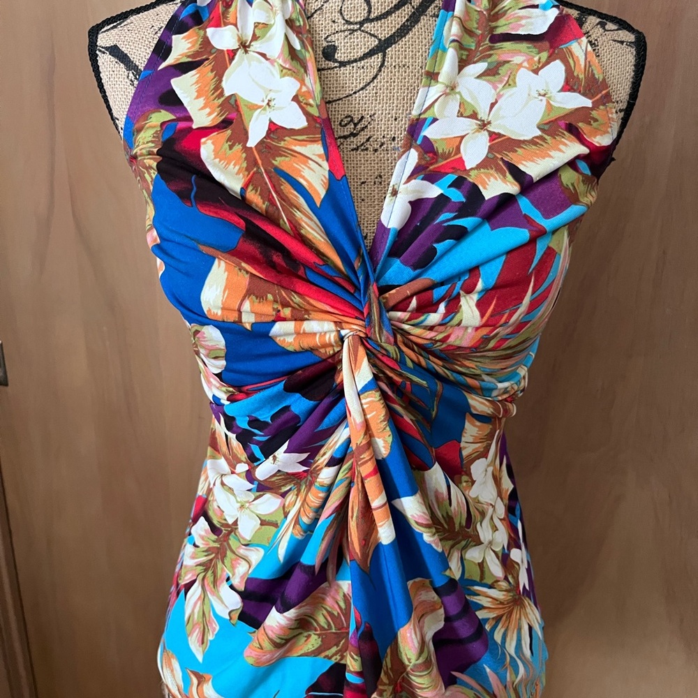 Boston Proper Multicolor Floral Twist Tank Top